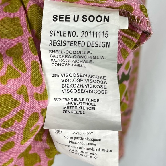 See U Soon Pink and Green Safari Print Blouse - Picture 11 of 11